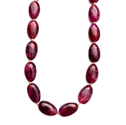 Lange ketting big beads in aubergine
