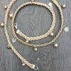 Faux suede armband Joanna met glasparels beige