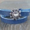 Blauwe Leren Armband Ava met zeeuwse knop
