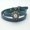 Leren Armband Ava met zeeuwse knop jeansblauw