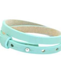 Aqua Leren Armband Ava met zeeuwse knop