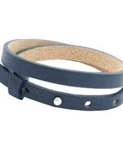 Blauwe Leren Armband Ava met zeeuwse knop