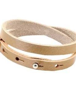 Leren armband Ava met zeeuwse knop in taupe