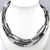 Zwarte leren ketting Stella met buisjes