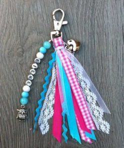 Sleutelhanger Sade met naam roze aqua