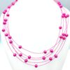 Ketting Mea van glasparels fuchsia