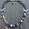 Kinderketting Tessy met naam blauw wit grijs