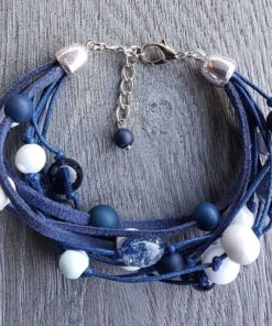 Armband Riley van blauw witte kralen