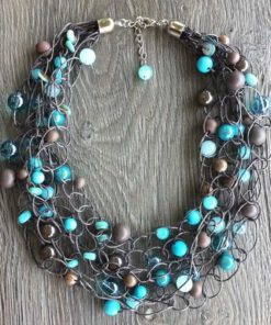 Ketting Jane bruin aqua