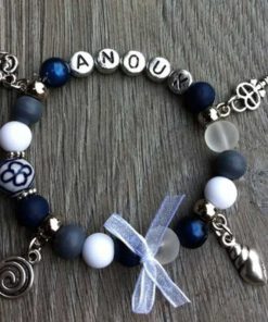 Armband Tessy met naam blauw wit grijs