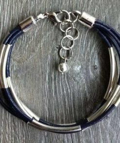 leren Armband Stella donkerblauw