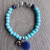 Armband Silvie turquoise met naam en pompon