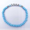 Armband Katie met naam naar keuze aqua