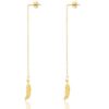 Roestvrij stalen (RVS) Stainless steel oorbellen feather goud