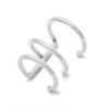 Roestvrij stalen (RVS) Stainless steel oorbellen ear cuff 3 layer zilver