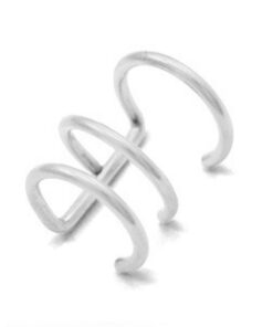 Roestvrij stalen (RVS) Stainless steel oorbellen ear cuff 3 layer zilver