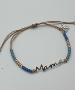 Armband mama in beige blauw