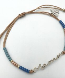 Armband mama in beige blauw