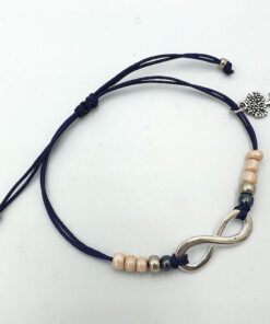 Infinty armbandje zwart met beige met droomboom