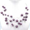 Ketting Janelle met parels van diverse maten in Aubergine
