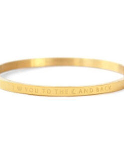 RVS armband "I LOVE YOU TO THE MOON AND BACK" goud (4mm)