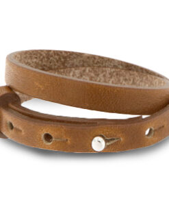 Verstelbare dubbele heren armband 8mm Saddle brown