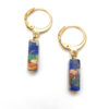Oorbellen (RVS) met natuursteen Regalite hanger mix color