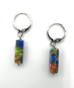 Oorbellen met natuursteen Regalite hanger mix color zilver