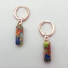 Oorbellen met natuursteen Regalite hanger mix color rose goud