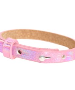 Verstelbare armband leer kids 8mm Holographic pink