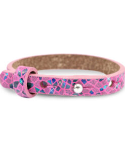 Verstelbare armband leer kids mosaic Fuchsia orchid rose