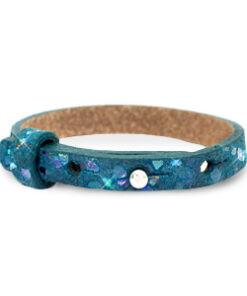 Verstelbare armband leer kids mosaic Night tide green