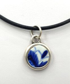 Delfts blauwe ketting leer zilver