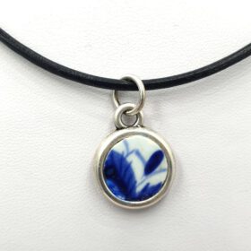 Delfts blauwe ketting leer zilver