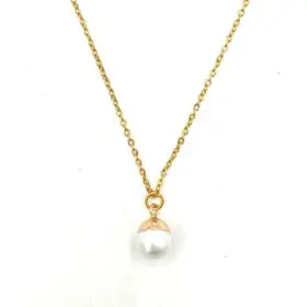rvs ketting met zoetwater parel hanger goud