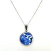 RVS ketting met Delfts blauwe vintage keramieken hanger 20mm