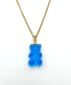 Stainless Steel Initiaal Ketting gummi bear Blue