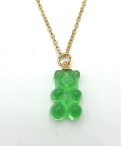 Stainless Steel Initiaal Ketting gummi bear Green