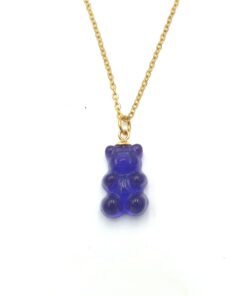 Stainless Steel Initiaal Ketting gummi bear Purple