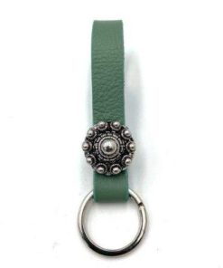 Leren sleutelhanger leer 15mm Ocean green met Zeeuwse knop