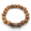 Stoere herenarmband van olijfhouten kralen.