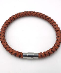 Leren heren armband copper brown