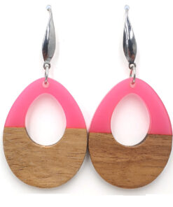 RVS oorbellen teardrop in pink zilver