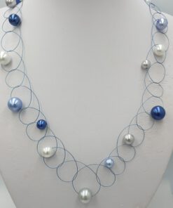 Parelketting Carol blauw 1 rij