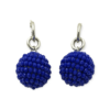 RVS oorbellen met bal van bobalt blauwe facetkralen