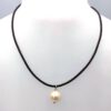 Bruin leren ketting Mary met glasparel