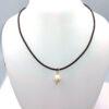 Bruin leren ketting Monica met zoetwaterparel