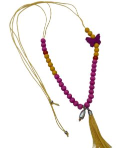 Vrolijke kinderketting roze oranje met vlinder