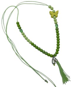 Vrolijke kinderketting geel met limegroen met vlinder