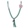 Vrolijke kinderketting mint met roze met vlinder